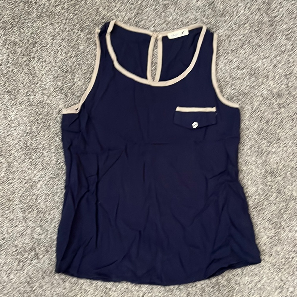 Edge tank top size small navy blue and taupe